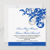 Royal Blue en Silver Flourish Wedding Kaart (Voorkant)