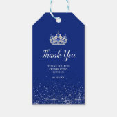 Royal Blue en Silver Glitter Gift Labels Cadeaulabel (Voorkant)