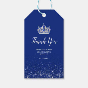 Royal Blue en Silver Glitter Gift Labels Cadeaulabel