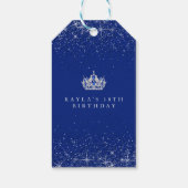 Royal Blue en Silver Glitter Gift Labels Cadeaulabel (Achterkant)
