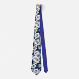 Royal Blue en Silver Glittery Peony Groom Stropdas