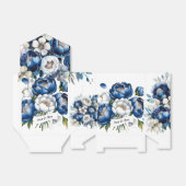 Royal Blue en Silver Glittery Peony Wedding Bedankdoosjes (Uitgevouwen)