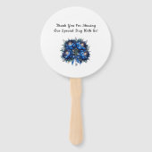 Royal Blue en Silver Glittery Peony Wedding Handwaaier (Achterkant)