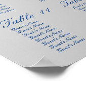 Royal Blue en Silver Grey Flourish Seating Chart Poster (Hoek)