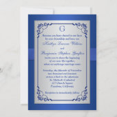 Royal Blue en Silver Joined Hearts Invitation 2 Kaart (Achterkant)