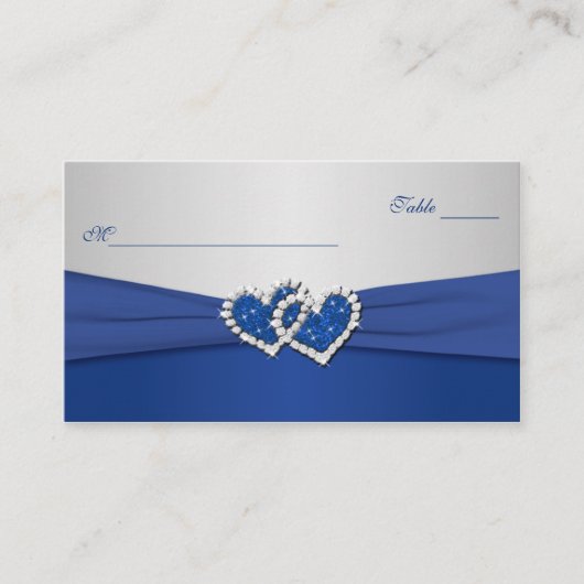 Royal Blue en Silver Joined Hearts Plaatskaarten Plaatskaartje (Voorkant)
