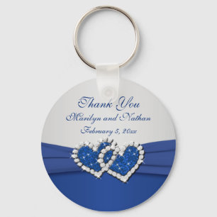 Royal Blue en Silver Joined Hearts Sleutelhanger