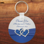 Royal Blue en Silver Joined Hearts Sleutelhanger (Voorkant)