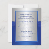 Royal Blue en Silver Love Heart Reply Kaart (Achterkant)
