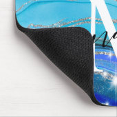 Royal Blue en Silver Monogram Muismat (Hoek)