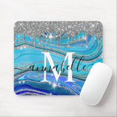 Royal Blue en Silver Monogram Muismat (Met muis)