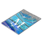 Royal Blue en Silver Monogram Notitieboek (Linkerzijde)