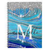Royal Blue en Silver Monogram Notitieboek (Voorkant)
