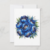 Royal Blue en Silver Peony Wedding Bedankkaart (Achterkant)