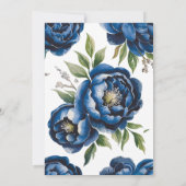 Royal Blue en Silver Peony zijn verloofd Kaart (Achterkant)