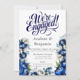 Royal Blue en Silver Peony zijn verloofd Kaart