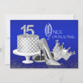Royal Blue en Silver Quinceanera Kaart (Voorkant)