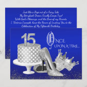 Royal Blue en Silver Quinceanera Kaart (Voorkant / Achterkant)