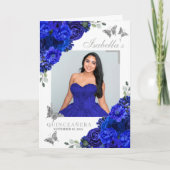 Royal Blue en Silver Quinceanera Tiara Butterflies Programma (Voorkant)