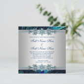 Royal Blue en Silver Royal Indian Peacock Wedding Kaart (Staand voorkant)