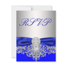 Royal Blue en Silver RSVP Response Kaart