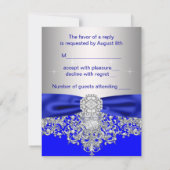 Royal Blue en Silver RSVP Response Kaart (Achterkant)