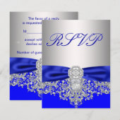 Royal Blue en Silver RSVP Response Kaart (Voorkant / Achterkant)