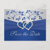 Royal Blue en Silver Save the Date Kaart (Voorkant)