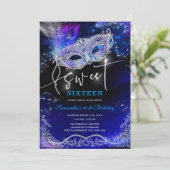 Royal Blue en Silver Sweet 16 Decorations Kaart (Staand voorkant)