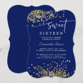 Royal Blue en Silver Sweet Sixteen Kaart (Voorkant / Achterkant)