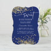 Royal Blue en Silver Sweet Sixteen Kaart (Staand voorkant)