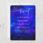 Royal Blue en Silver Sweet Sixteen Kaart (Voorkant)