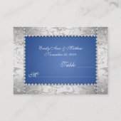Royal Blue en Silver Swirl Table Place Kaarten Plaatskaartje (Voorkant)