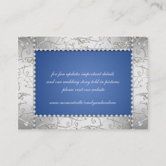 Royal Blue en Silver Swirl Table Place Kaarten Plaatskaartje (Achterkant)