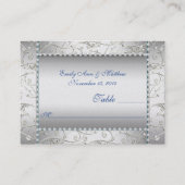 Royal Blue en Silver Swirl Table Place Kaarten Plaatskaartje (Voorkant)