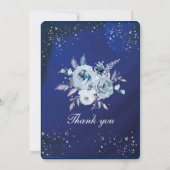 Royal Blue en Silver Wedding Invitations Kaart (Achterkant)