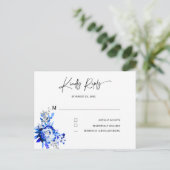 Royal Blue en Silver Wedding RSVP Briefkaart (Staand voorkant)