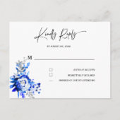 Royal Blue en Silver Wedding RSVP Briefkaart (Voorkant)