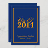 Royal Blue en Sinaasappel Class of 2014 Kaart (Voorkant / Achterkant)
