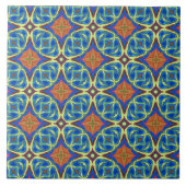 Royal Blue en Sinaasappel Patterned keramische Teg Tegeltje (Voorkant)
