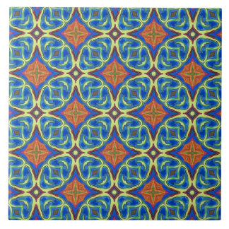 Royal Blue en Sinaasappel Patterned keramische Teg Tegeltje