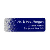 Royal Blue en Sliver Glitter Etiket (Voorkant)