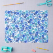 Royal Blue en Turquoise Garden Flowers Tissuepapier (Craft)