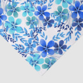 Royal Blue en Turquoise Garden Flowers Tissuepapier (Detail)