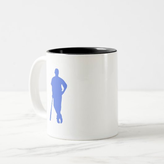 Royal Blue en White Baseball Tweekleurige Koffiemok (Voorkant links)