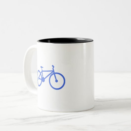 Royal Blue en White Bicycle Tweekleurige Koffiemok (Voorkant links)