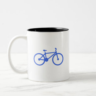 Royal Blue en White Bicycle Tweekleurige Koffiemok