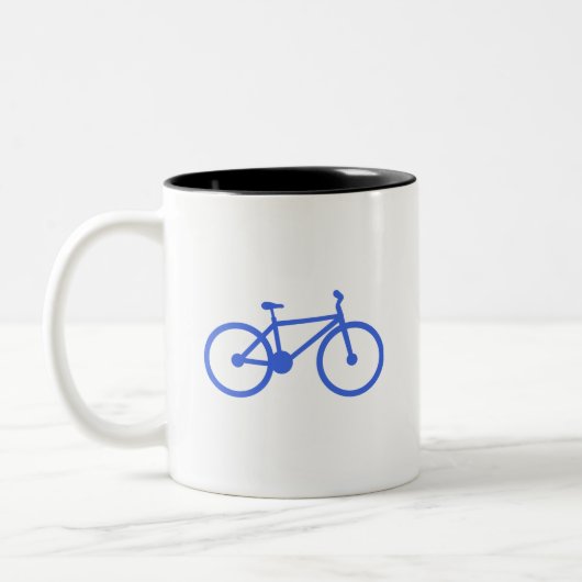 Royal Blue en White Bicycle Tweekleurige Koffiemok (Links)
