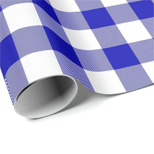 Royal Blue en White Check Pset |Groot patroon| Cadeaupapier (Rol Hoek)