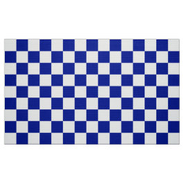 Royal Blue en White Checkerboard Pattern Fabric Stof